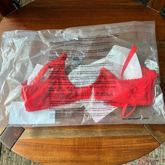 Savage X Fenty Goji Berry Red Lovestruck Lace Half-Cup Bra - Picture 6 of 9